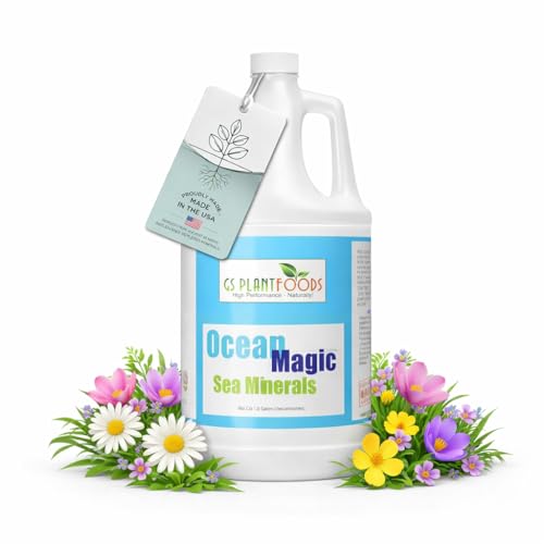 Ocean Magic Sea Mineral Fertilizer by GS Plant Foods(1 Gallon) - Soil Mineral Health Improvement Liquid Concentrate - Sea Minerals for Lawn and Turf, Gardens & House Plants