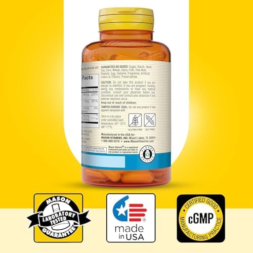MASON NATURAL Glucosamine Chondroitin 1500/1200 & Vitamin C, 30 Day Supply | 1500mg glucosamine & 1200mg chondroitin with 198mg vitamin C & manganese to support joint cartilage, flexibility & mobility