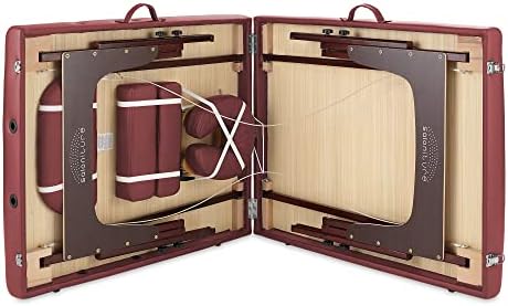 Saloniture Professional Portable Lightweight Bi-Fold Memory Foam Massage Table with Reiki Panels - Includes Headrest, Face Cradle