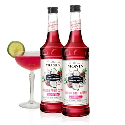 Monin - HomeCrafted Dragon Fruit Cosmo Cocktail Mix, Ready-to-Use Drink Mixer, Strawberry & Pear Blend, Made with Natural Flavors & Real Fruit Juice