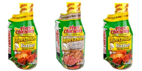 Tony Chachere Injectable Marinade 17 Fl Oz, Roasted Garlic and Herb (Pack of 3, Garlic)