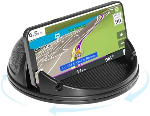 Loncaster Car Phone Holder, Car Phone Mount Silicone Car Pad Mat for Various Dashboards, Slip Free Desk Phone Stand Compatible with iPhone, Samsung, Android Smartphones, GPS Devices and More, Black