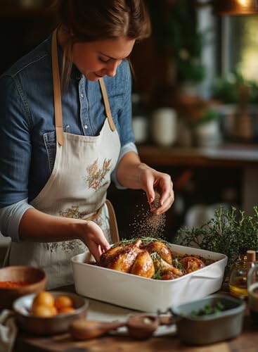 Sweese 8x8 inch Square Porcelain Baking Dish with Double Handles - Non-Stick Oven Casserole Pan for Brownie, Lasagna