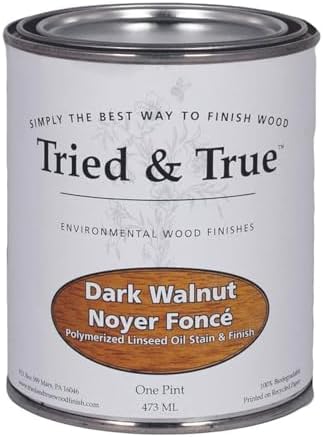 Tried & True Dark Walnut Stain & Finish, Pint | Linseed Oil Natural Wood Stain, Ideal for Home Improvement, Furniture, & Kitchen Wood Projects, Pigmented Danish Oil