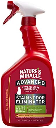 Nature’s Miracle Advanced Cat Stain & Odor Eliminator, Severe Mess, 32 oz | Enzymatic Cleaner Eliminates the Toughest Cat Messes, For Use on Multiple Surfaces, Safe For Pets and Home*, Fresh Scent