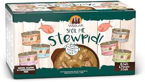 Weruva Classic Stews Cat Food, Spoil Me Stewpid! Variety Pack, 3oz Can (Pack of 18)