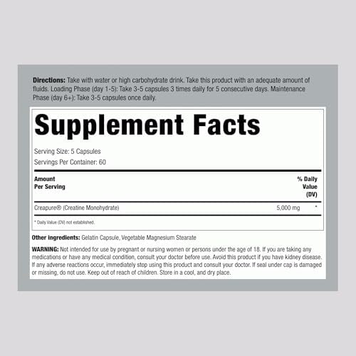 Fitness Labs German Creatine Monohydrate Capsules | 1000mg | 300 Pills | Supplement for Men and Women | Non-GMO, Gluten Free