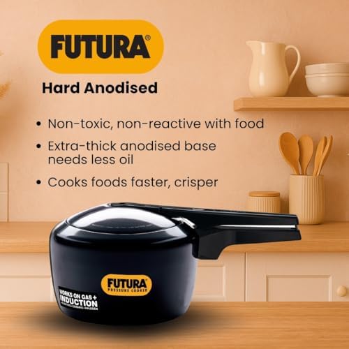 Hawkins Futura 5 Litre Pressure Cooker, Hard Anodised Inner Lid Pressure Cooker, Induction Cooker, Pan Cooker, Black (IFP50)
