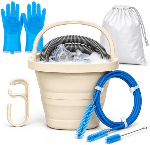 CPAP Cleaning Supplies Kit - CPAP Hose Cleaner Brush, CPAP Hose Holder, Mask Holder