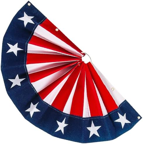 Fun Express 18" x 9" Patriotic Fan Drape Mini Flocked Bunting - 4th of July & USA 250 for Parades, Gatherings, Festive Home Decor