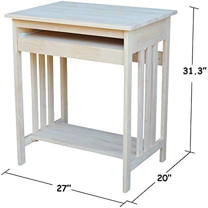 International Concepts Unfinished Mission Wood Computer Cart