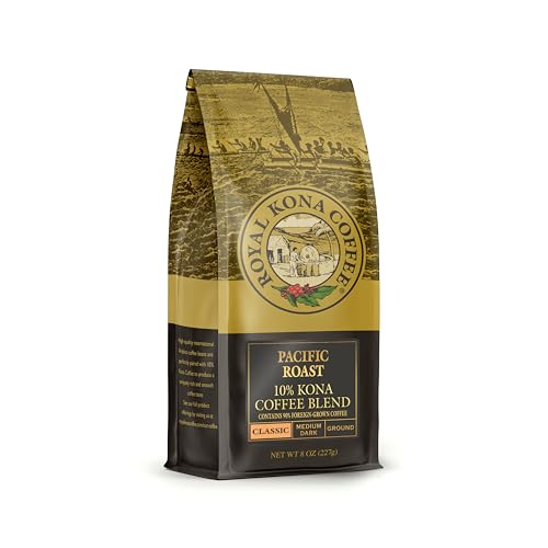 ROYAL KONA COFFEE - Medium Roast Ground Coffee, Vanilla Macadamia Flavor, 8 Ounce