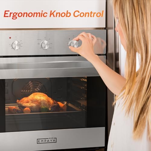 Empava 24" Electric Single Wall Oven with 6 Cooking Functions | Mechanical Knobs Control in Stainless Steel