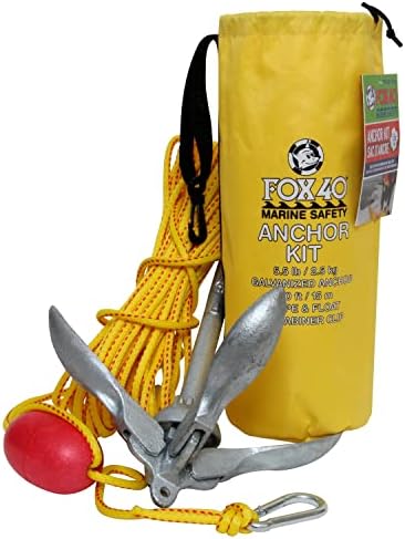Fox 40 Anchor Kit - Classic Style, Includes Waterproof Bag, 3/8'' Diameter 700 lb Test Floating Polypropylene Rope, 2.5 kg Anchor and Float