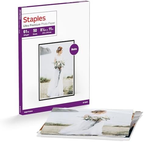 Staples Photo Supreme Paper, 8 1/2" x 11", Double Sided Matte, 50/Pack, For Office, School & Home