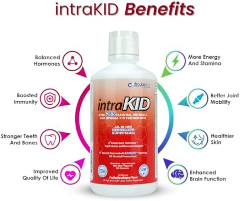 Drucker Labs Kids Liquid Multivitamin with 225+ Nutrients,32 fl oz | Drucker Labs intraKID Kids liquid Multivitamin with 225+ Nutrients,32 fl oz