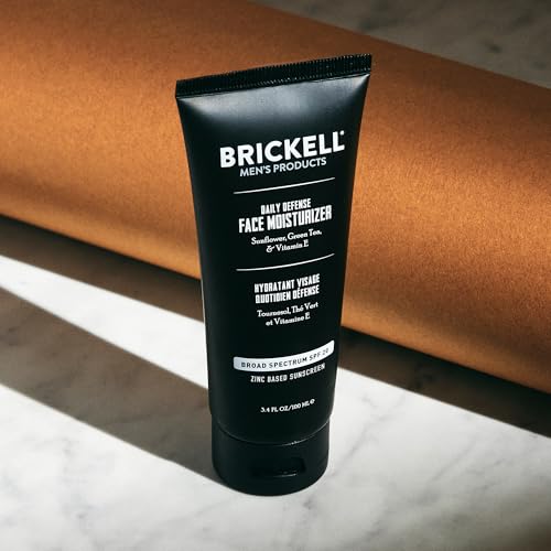 Brickell Men's Daily Defense SPF20 Face Moisturizer for Men, Moisturizing Mineral Sunscreen, Hydrates & Protects Skin Against Harmful UVA/B Rays