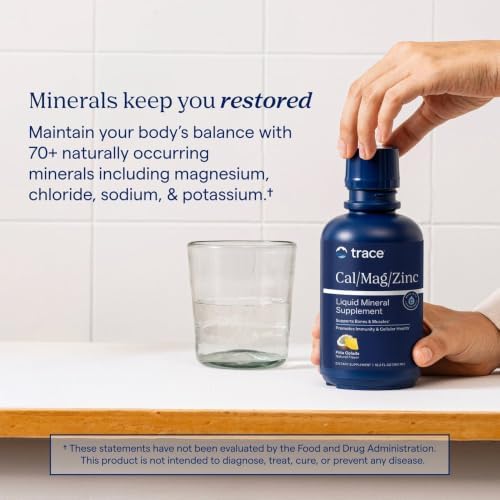 Trace Minerals Liquid Cal Mag Zinc with Vitamin D3, 16 fl oz, Pina Colada | Ionic trace minerals for absorption, Bone, muscle, and connective tissue health, 1-2 tbsp daily, Refrigerate after opening