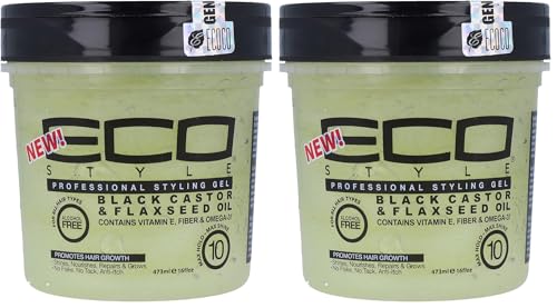 Eco Style Black Castor and Flaxseed Oil Styling Gel - Helps Nourish and Repair Damaged Hair - Promotes Healthy Scalp - Provides Superior and Weightless Hold - Delivers Long Lasting Shine - 8 oz