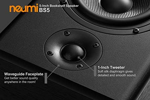 NEUMI BS5 Passive Bookshelf Speakers, 5-Inch Woofer, Dark Wood, 1 Pair