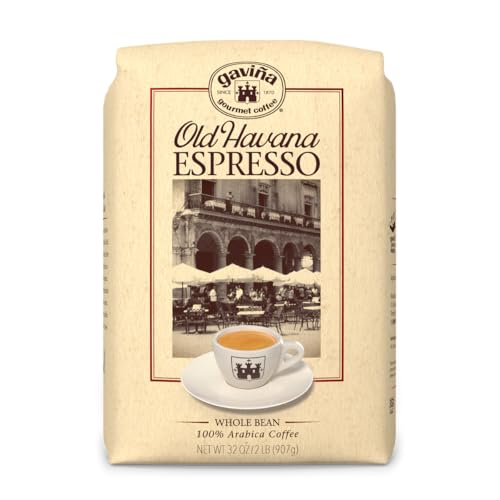 Gavina Old Havana Espresso Whole Bean Coffee, Medium-Dark Roast, 32 OZ Bag | Ideal for Espresso Machine, French Press & Drip Coffee Maker, 100% Arabica, Whole Bean for Fresh Grinding and Preferred Brew