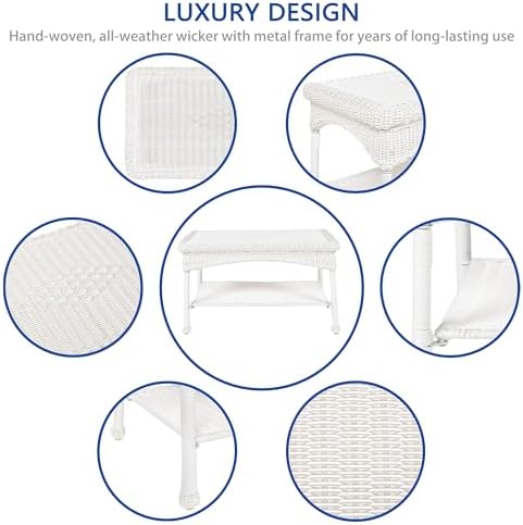 White Wicker Patio Coffee Table