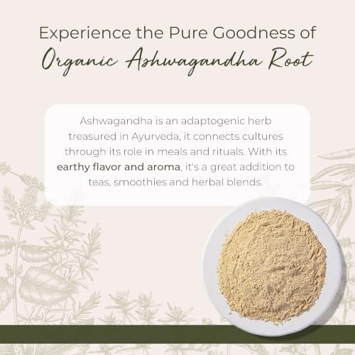Starwest Botanicals Organic Ashwagandha Root Powder - Bulk 1 lb Bag | Dried Herb for Tea & Natural Herbal Blends, Certified Kosher, Non-GMO