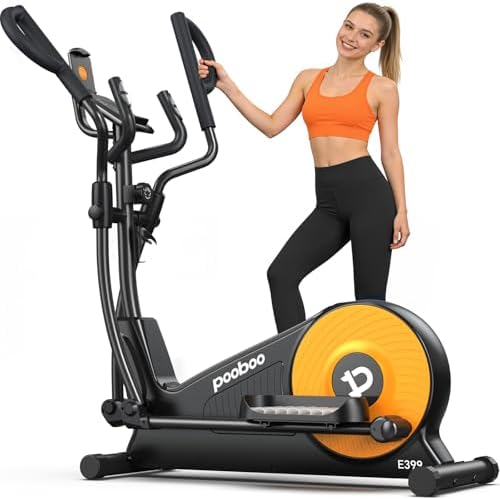 pooboo Elliptical Machine, Elliptical Exercise Machine with 16-Level Resistance&Quiet Magnetic Driving System, Elliptical Machine for Home with LCD Monitor&15.5-17IN Stride, 350LBS Weight Capacity