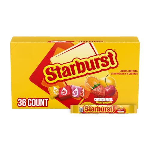 STARBURST Original Full Size Fruit Chews Chewy Candy Bulk 36 Packs, 2.07 oz | Soft fruit chews in full size packs, great for birthdays, desserts, road trips and pantry snacking, lunch box, bulk candy