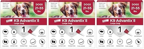 K9 Advantix II Large Dog Vet-Recommended Flea, Tick & Mosquito Treatment & Prevention | Dogs 21 - 55 lbs. | 4-Mo Supply