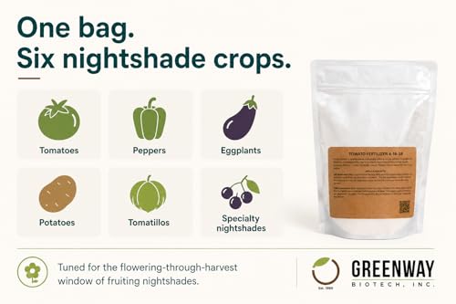Greenway Biotech, Inc. Tomato Fertilizer 4-18-38 Powder - Water Soluble with Chelated Micronutrients for Tomatoes Peppers Eggplant - Bigger Fruit Better Flavor - Hydroponics or Soil - 5 LB