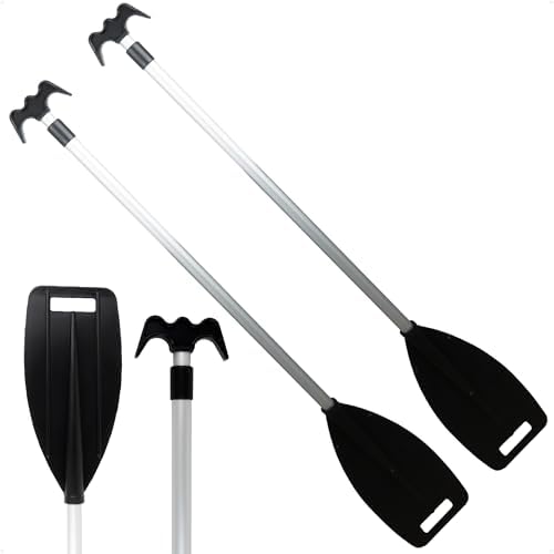 Five Oceans Canoe Paddle, Telescoping Canoe Paddles and Boat Hook, Black, Extend from 3.75 Ft. (45-inch) to 6 Ft.(72-inch), Aluminum Shaft, Reinforced Blade & Hook, Lightweight
