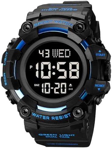 FANMIS Men's Digital 50M Waterproof Electronic Sport Watch Rubber Band Army Military 24H Time LED Light 164FT Water Resistant Calendar Date Day Watches