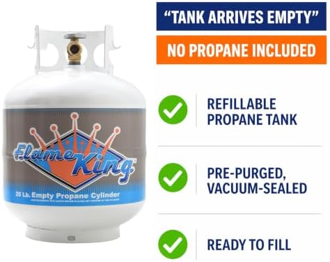 Flame King YSN-201 20-Pound Steel Propane Tank Cylinder with Type 1 OPD Valve, White