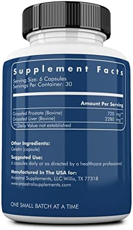 Ancestral Supplements Grass Fed Beef Prostate Supplement with Liver, 180 Ct | Supports prostate wellness alongside liver cleanse detox, promoting men's overall health and vitality.