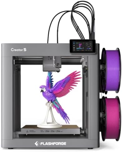 FLASHFORGE Creator 5 4-Toolhead Changer 3D Printer, Multi-Color & Multi-Material Printing, Near-Zero Waste System, 7s FlashSwap, Clean Support Removal