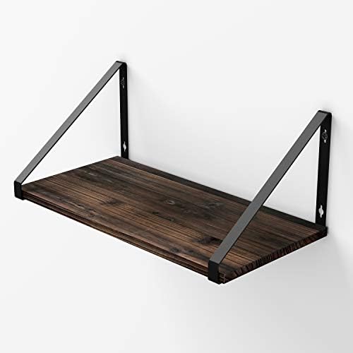 BAMEOS Floating Shelves Rustic Wood Wall Shelf, Small Bookshelf for Living Room, Office, Bedroom, with Metal Bracket