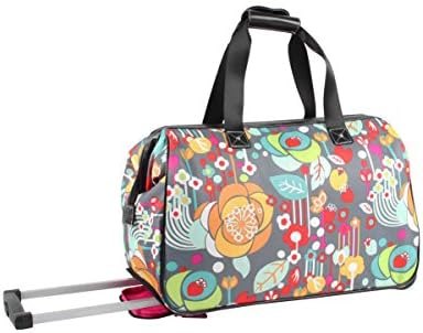 Lily Bloom Pattern 22 Inch Duffel Bag with 2-Rolling Wheels, Weekender Overnight Travel Lightweight Carry-On Suitcase For Women