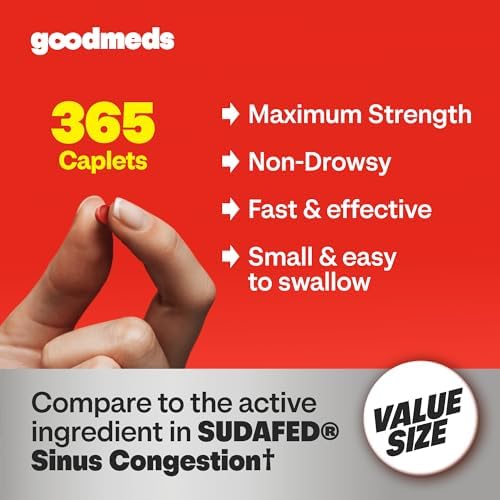 Nasal Decongestant PE Non-Drowsy for Adults | Maximum Strength Phenylephrine HCl 10mg to Relieve Sinus Pressure from Cold or Allergies | Comparable