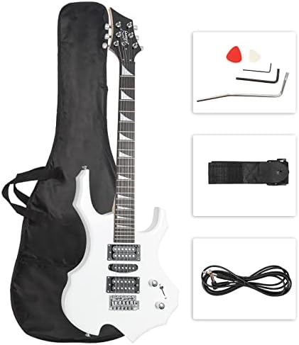 Glarry Cool Burning Fire Style Electric Guitar Christmas gift for Beginner Guitar Lover with Accessories Pack (Black)