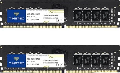 Timetec 16GB DDR4 2400MHz (PC4-2400T) PC4-19200 UDIMM Desktop RAM – 288-Pin 1.2V CL17 Non-ECC Unbuffered DIMM Memory Module Upgrade