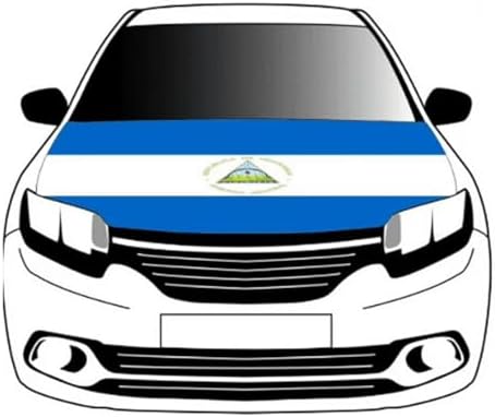 Nicaragua Car Hood Cover, Flag 4x5ft Car Bonnet Banner, Universal Fit, Elastic Polyester, Stretchable, Patriotic Automotive Hood Covers, Patriot Gifts