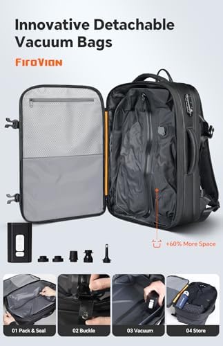 70L Travel Backpack with Vacuum Compression System | 70L Vacuum Backpack, 2 Detachable TPU Bags, TSA Lock, Fits 16" Laptop