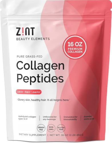 Zint Collagen Peptides Powder (32 oz) | Grass-Fed, Hydrolyzed Type I & III | Supports Skin, Hair, Joints & Gut Health | Rich in Key Amino Acids | Non-GMO, Unflavored