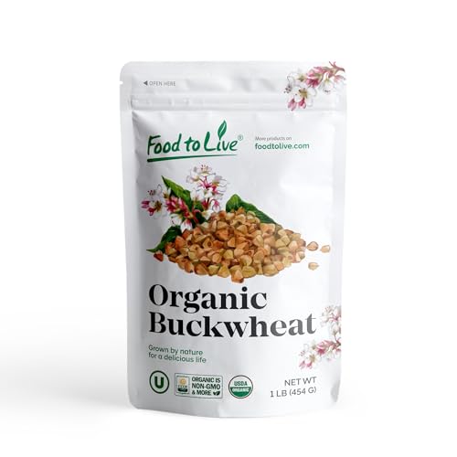 Food to Live Organic Buckwheat Groats, 15 Pounds – Whole Grain Buckwheat Seeds by Food to Live. Hulled, Non-GMO, Kosher, Raw, Vegan, Sirtfood. Bulk Cereal Grain