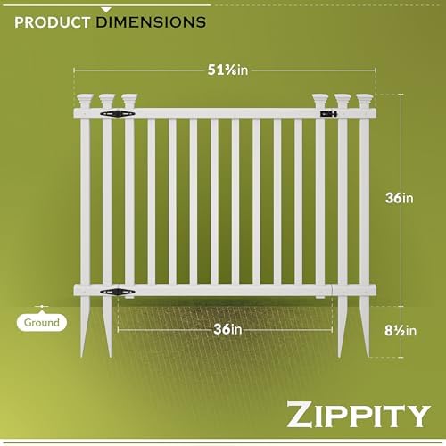 Zippity Baskenridge Picket Gate, White Vinyl DIY No Dig Kit | 3ftH x 4.2ftW, 1 Gate, ZP19038