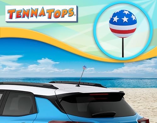 USA American Flag Ball Car Antenna Topper Auto Accessory - Fits Thin Style Antenna