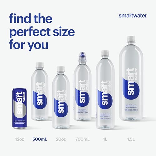 smartwater Vapor Distilled Water Bottles, 16.9 fl oz, 6 Pack | Purified water with antioxidant selenium, and electrolytes like potassium