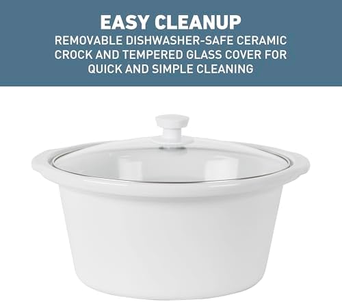 West Bend Slow Cooker 4-Quart Manual Crockery Style with Dishwasher Safe Oval Ceramic Crockpot and Glass Lid Two Temperature Settings Plus Keep Warm, 210-Watts, Black