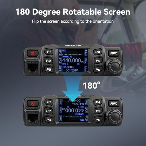 Retevis RT95 Mobile Ham Radio, 2m/70cm Dual Band Mobile Ham Radio Kit | Dual Speakers, CHIRP, 180° Rotatable LCD Screen, VOX, Ham Radio Base Station, Mobile Transceiver with Cable for Vehicle Car
